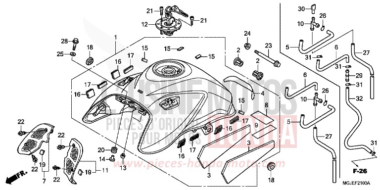 RESERVOIR A CARBURANT de CBF1000F ABS PEARL NIGHTSTAR BLACK (NHA84) 2012